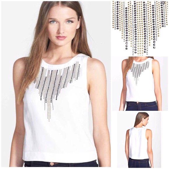 Tops - 🎉HP🎉 White Tank with gold and silver studs